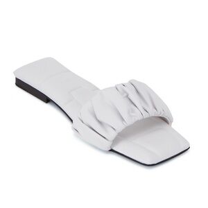 KHAITE Crete White Ruched Slide Sandals  size 7